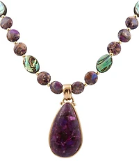 Barse Bronze and Genuine Stone Moonlit Currents Short Pendant Necklace