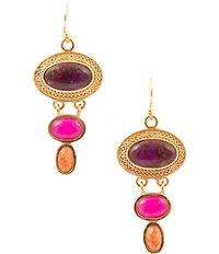 Barse Bronze and Genuine Stone Ovation Drop Earrings