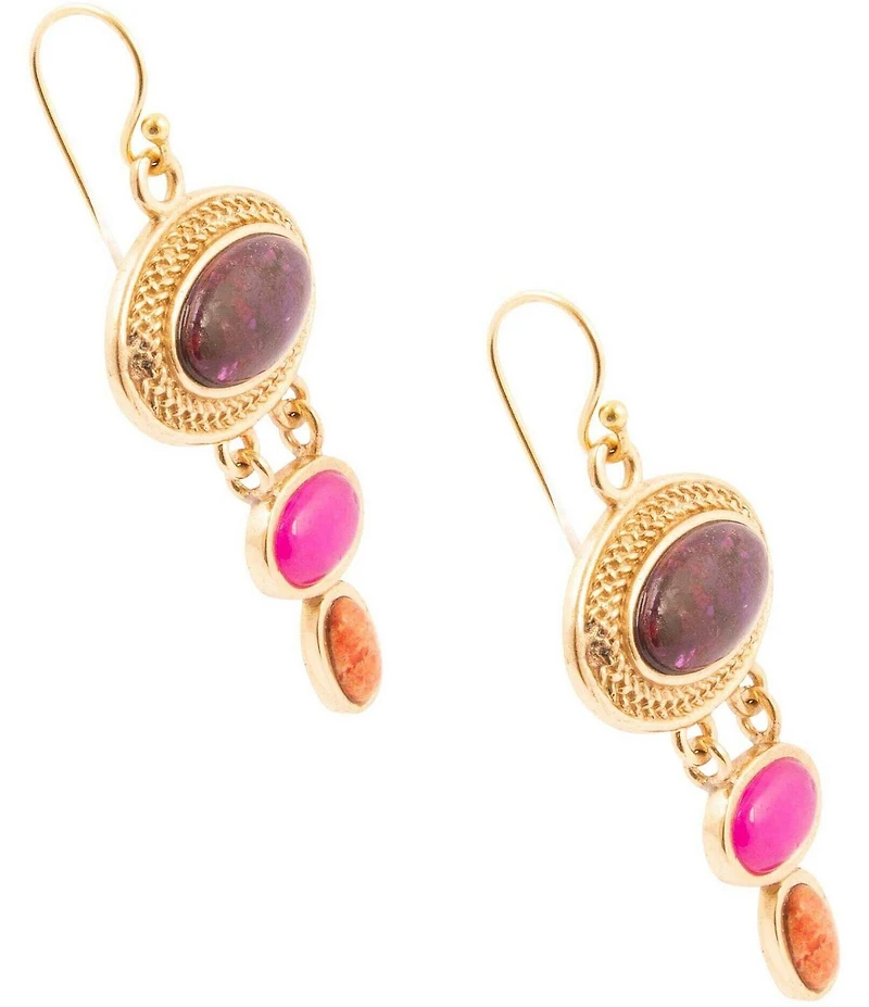 Barse Bronze and Genuine Stone Ovation Drop Earrings