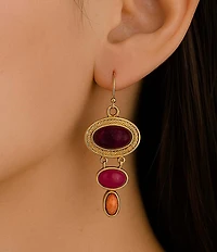 Barse Bronze and Genuine Stone Ovation Drop Earrings