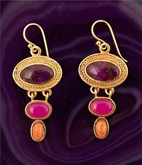 Barse Bronze and Genuine Stone Ovation Drop Earrings