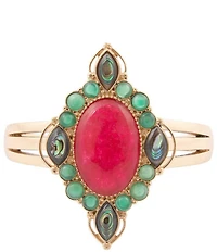 Barse Bronze and Genuine Stone Regal Jewels Statement Cuff Bracelet