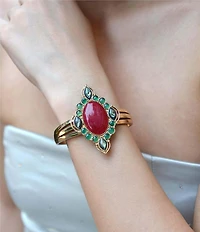 Barse Bronze and Genuine Stone Regal Jewels Statement Cuff Bracelet