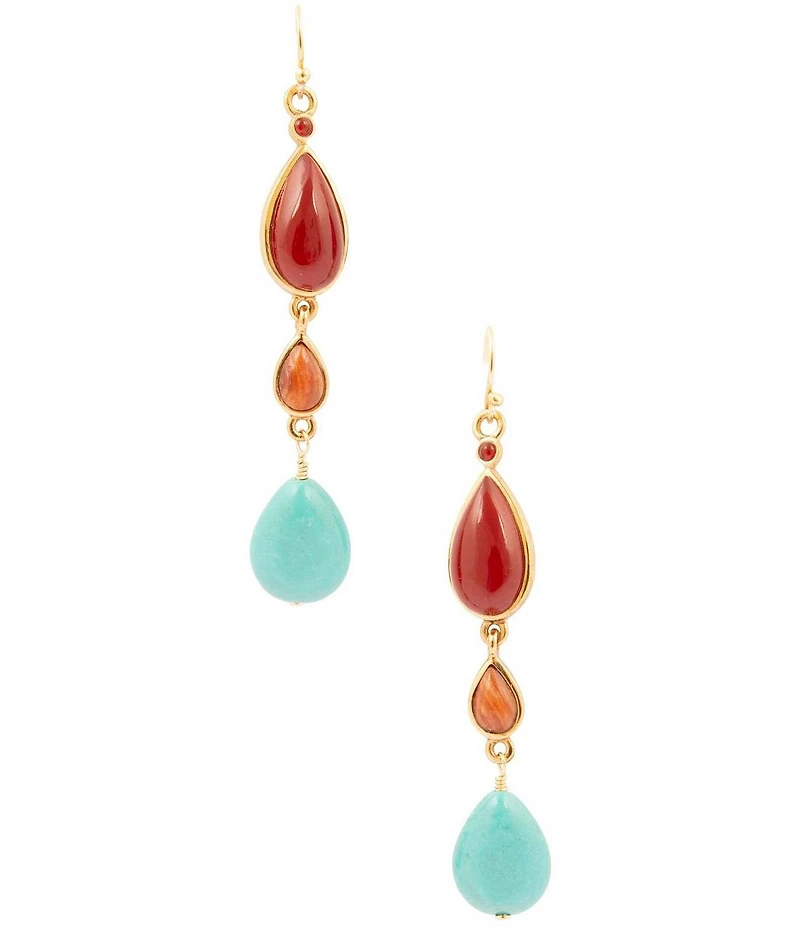Barse Bronze and Genuine Stone Remington Linear Earrings