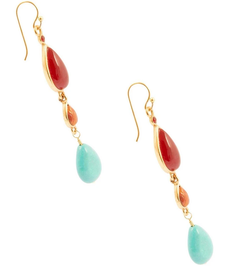 Barse Bronze and Genuine Stone Remington Linear Earrings
