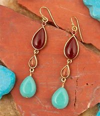Barse Bronze and Genuine Stone Remington Linear Earrings