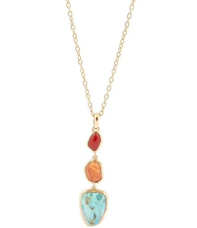 Barse Bronze and Genuine Stone Remington Long Pendant Necklace