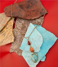 Barse Bronze and Genuine Stone Remington Long Pendant Necklace