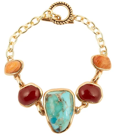 Barse Bronze and Genuine Stone Remington Toggle Line Bracelet