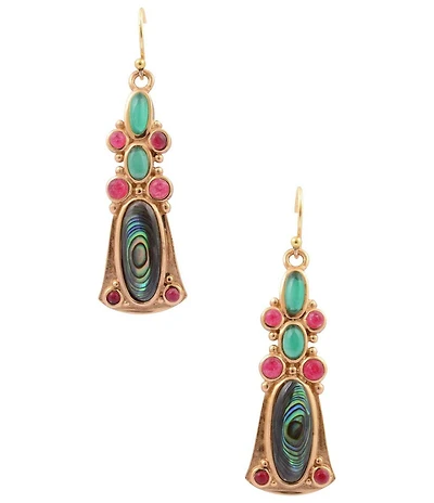 Barse Bronze and Genuine Stone Sari Drop Earrings