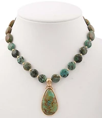 Barse Bronze and Genuine Stone Beaded Short Pendant Statement Necklace