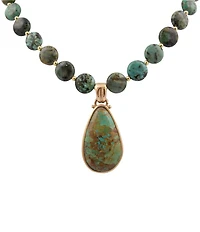Barse Bronze and Genuine Stone Beaded Short Pendant Statement Necklace