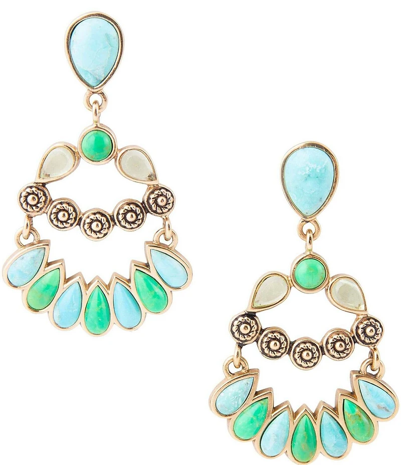 Barse Botanical Blue Turquoise Golden Orbital Statement Earrings