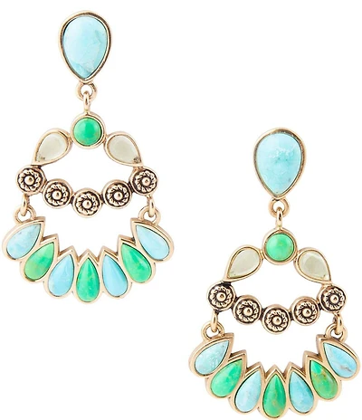 Barse Botanical Blue Turquoise Golden Orbital Statement Earrings