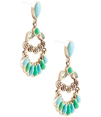Barse Botanical Blue Turquoise Golden Orbital Statement Earrings