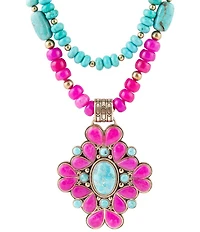 Barse Barcelona Pink Agate Cross Golden Pendant Necklace