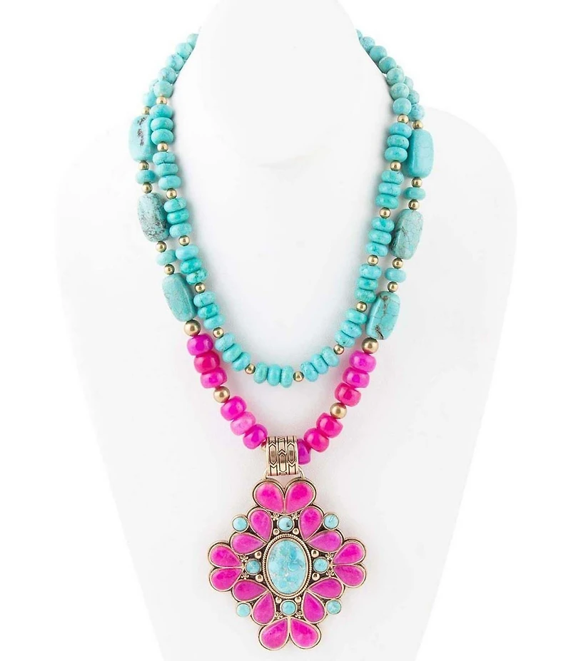 Barse Barcelona Pink Agate Cross Golden Pendant Necklace
