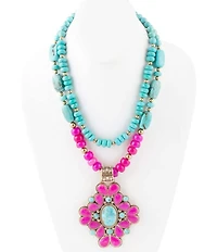 Barse Barcelona Pink Agate Cross Golden Pendant Necklace