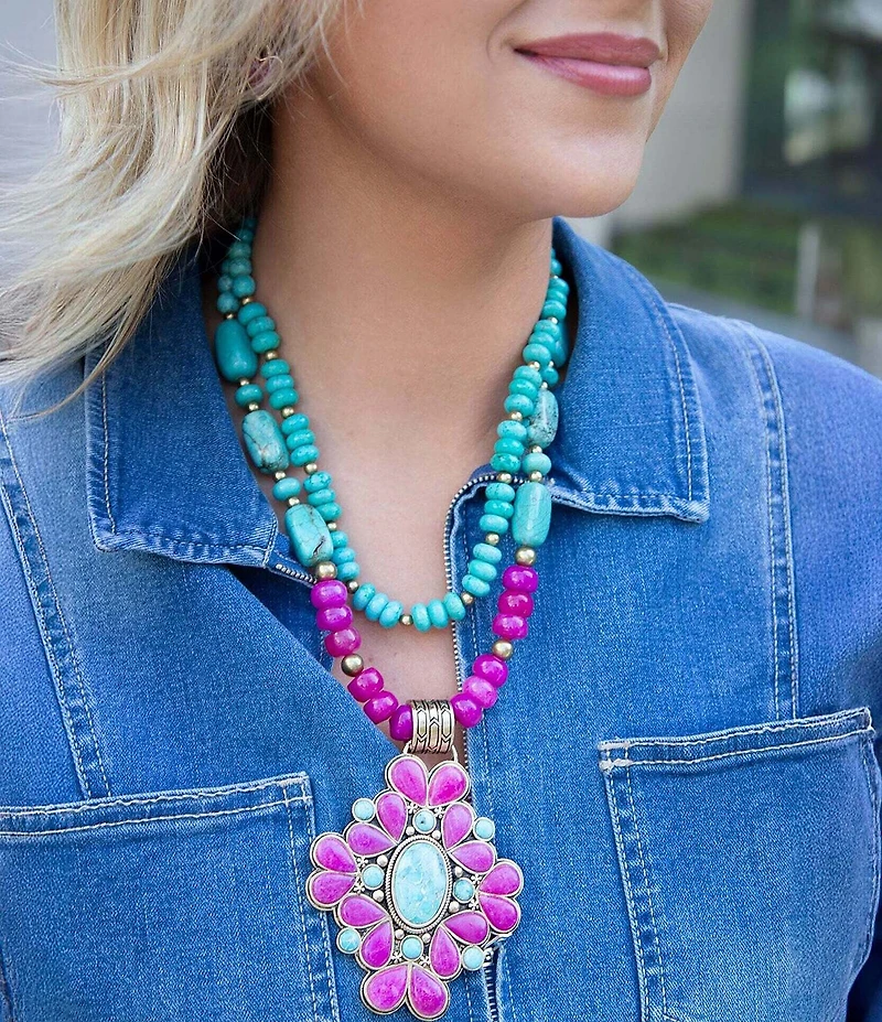 Barse Barcelona Pink Agate Cross Golden Pendant Necklace
