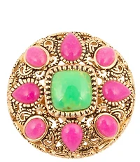 Barse Madeira Pink Agate Golden Statement Ring
