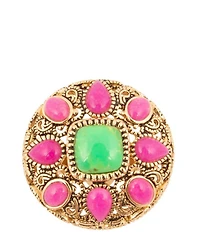 Barse Madeira Pink Agate Golden Statement Ring