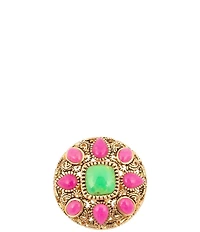 Barse Madeira Pink Agate Golden Statement Ring