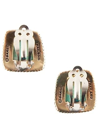 Barse Roped Blue Turquoise Golden Clip Earrings