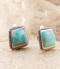 Barse Roped Blue Turquoise Golden Clip Earrings