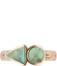 Barse Blue Turquoise Shape Golden Bronze Ring