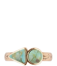 Barse Blue Turquoise Shape Golden Bronze Ring