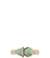 Barse Blue Turquoise Shape Golden Bronze Ring