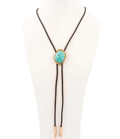 Barse Bronze and Genuine Turquoise Bolo Y Necklace