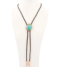 Barse Bronze and Genuine Turquoise Bolo Y Necklace