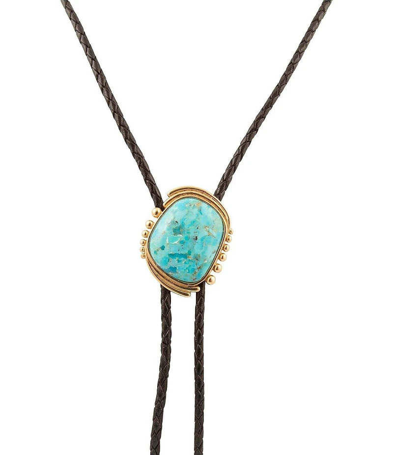 Barse Bronze and Genuine Turquoise Bolo Y Necklace
