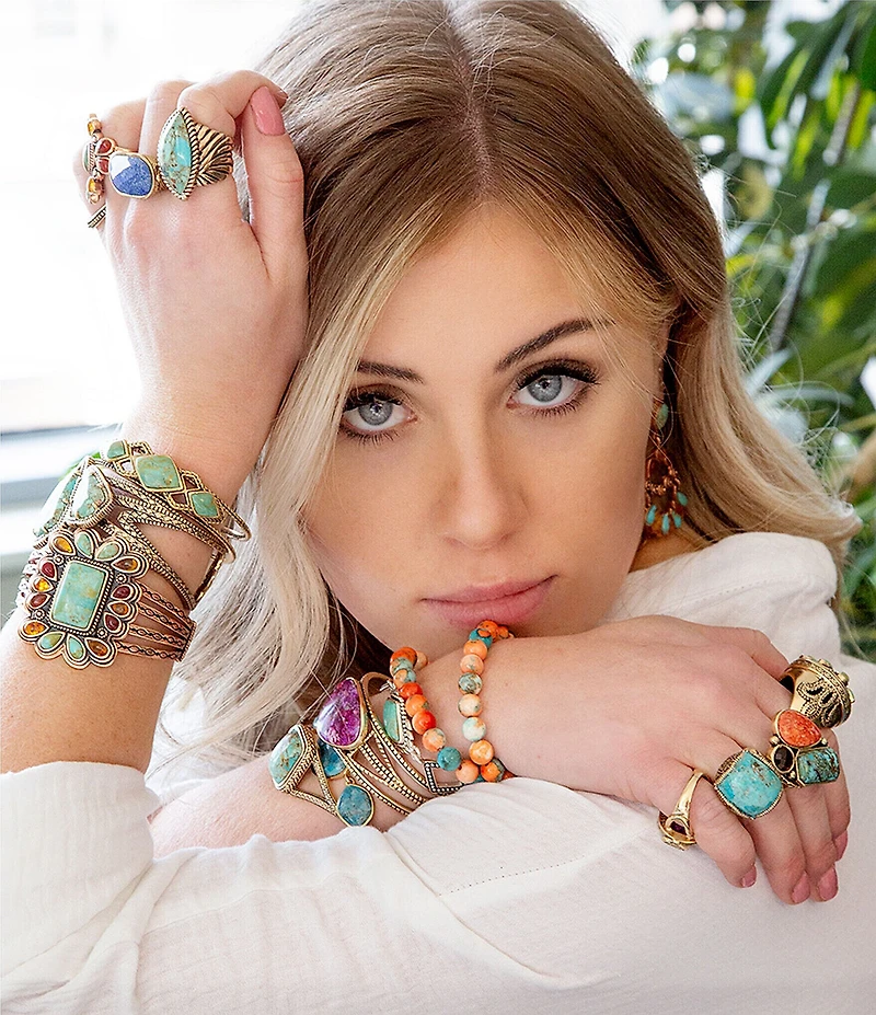 Barse Bronze and Genuine Turquoise Cuff Bracelet