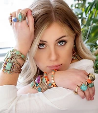 Barse Bronze and Genuine Turquoise Cuff Bracelet