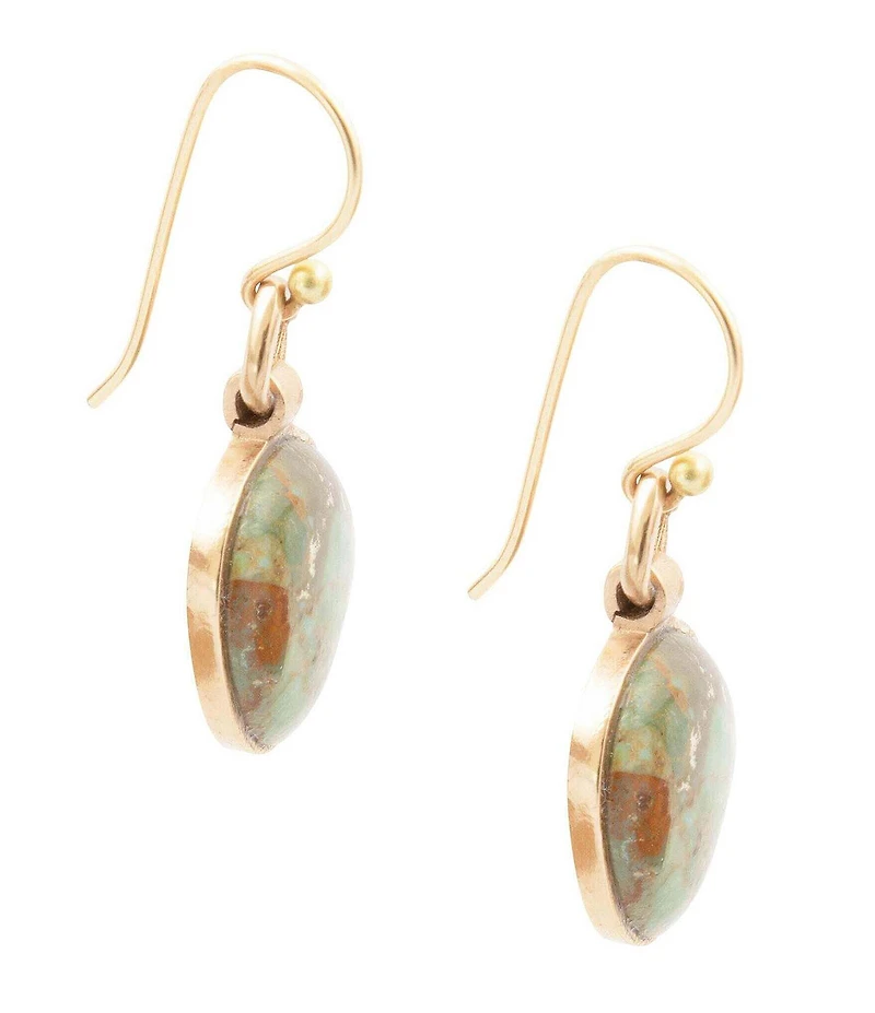 Barse Drops of Blue Turquoise Golden Bronze Drop Earrings