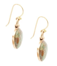 Barse Drops of Blue Turquoise Golden Bronze Drop Earrings