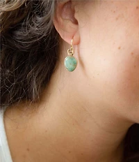 Barse Drops of Blue Turquoise Golden Bronze Drop Earrings