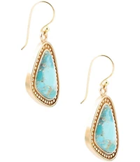 Barse Blue Turquoise Triangle Golden Drop Earrings