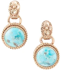 Barse Roped Blue Turquoise Golden Post Drop Earrings