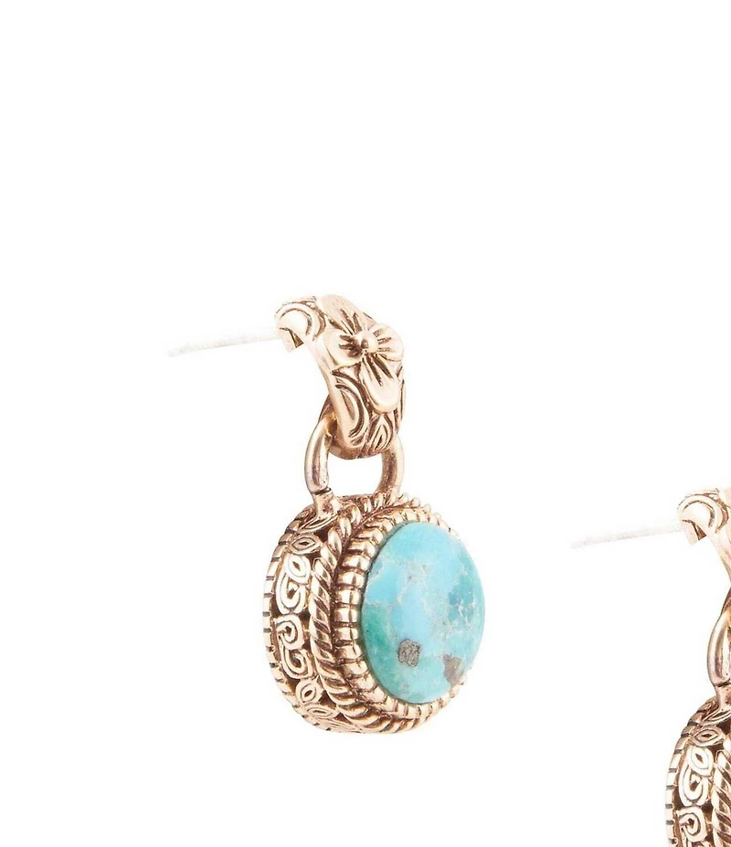Barse Roped Blue Turquoise Golden Post Drop Earrings