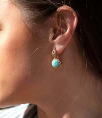 Barse Roped Blue Turquoise Golden Post Drop Earrings