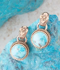 Barse Roped Blue Turquoise Golden Post Drop Earrings