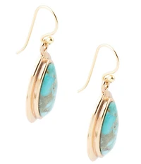 Barse Genuine Blue Turquoise Golden Drop Earrings