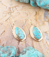 Barse Genuine Blue Turquoise Golden Drop Earrings