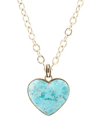 Barse Blue Turquoise Heart Pendant Statement Golden Necklace