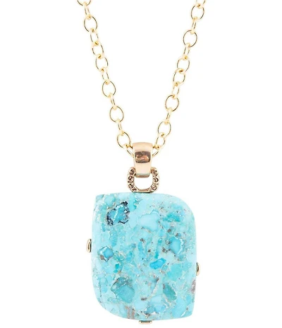 Barse Blue Turquoise Riche Pendant Chain Necklace