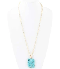 Barse Blue Turquoise Riche Pendant Chain Necklace