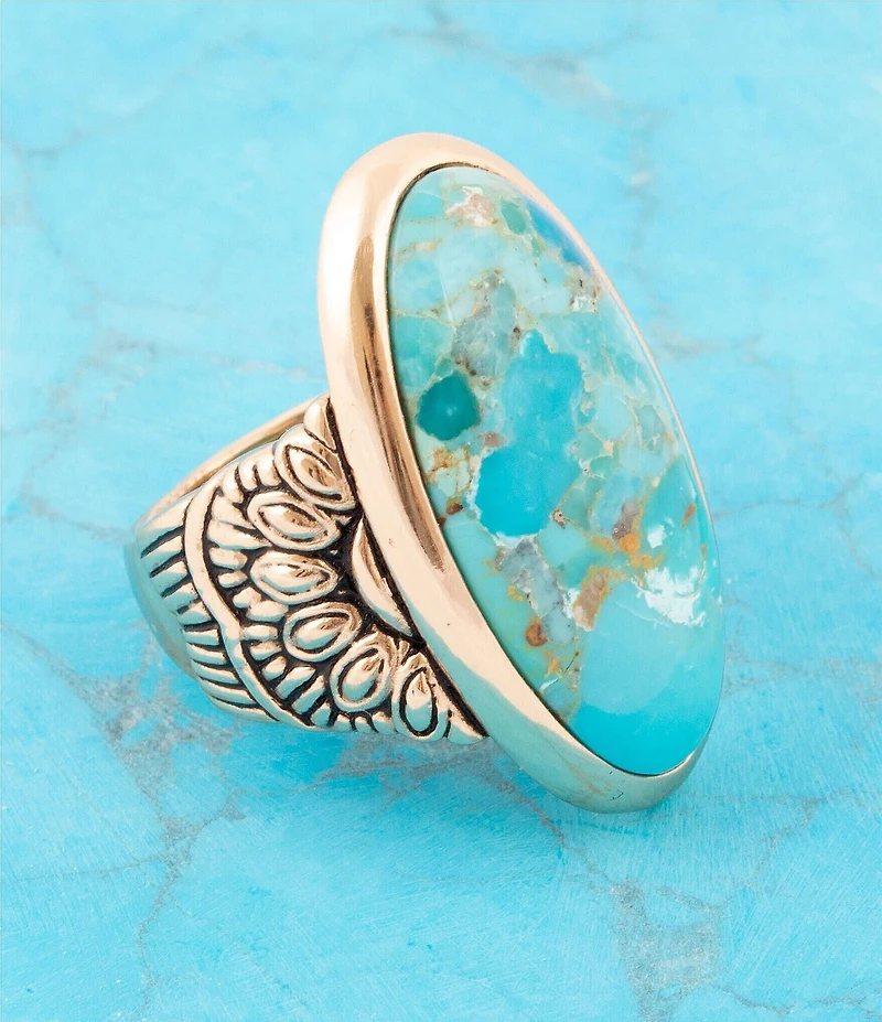 Barse Bronze and Genuine Turquoise Onyx Statement Ring